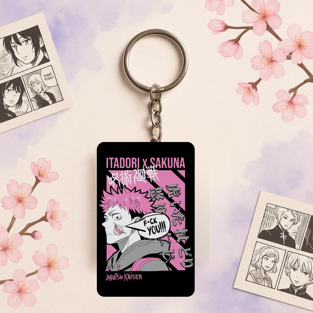 Anime Inspired | Itadori x Sukuna Merch – JJK Duality Fan Art | Yuji & Ryomen Tumbler, Keychain | Anime Gift for Jujutsu Fans