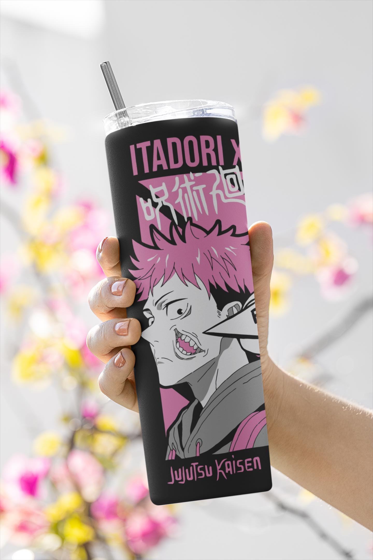 Anime Inspired | Itadori x Sukuna Merch – JJK Duality Fan Art | Yuji & Ryomen Tumbler, Keychain | Anime Gift for Jujutsu Fans
