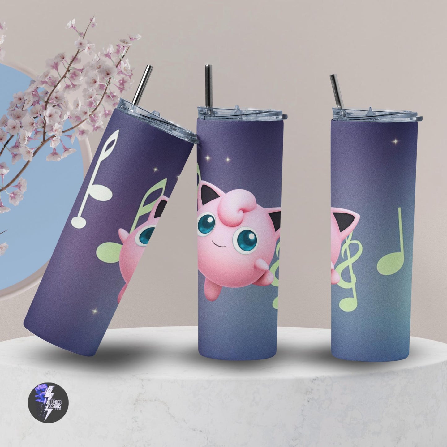 Jiggly Puff! Music Note Tumbler. Pokémon, 20 oz tumbler, gift